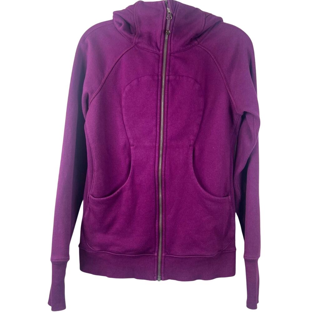 Lululemon Scuba Hoodie Sweater Purple/Magenta Thumbhole Cuffs Activewear Size 6